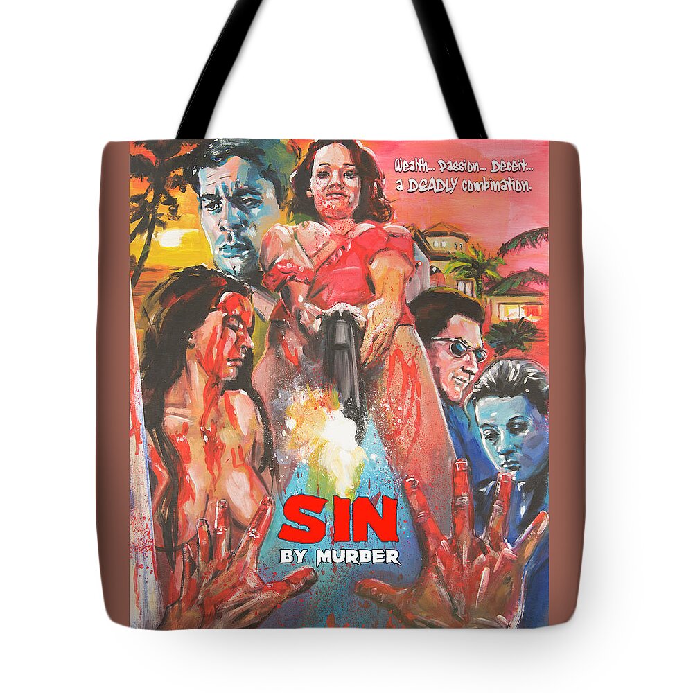 Movie Tote Bag featuring the painting Sin By Murder Poster B by Mark Baranowski