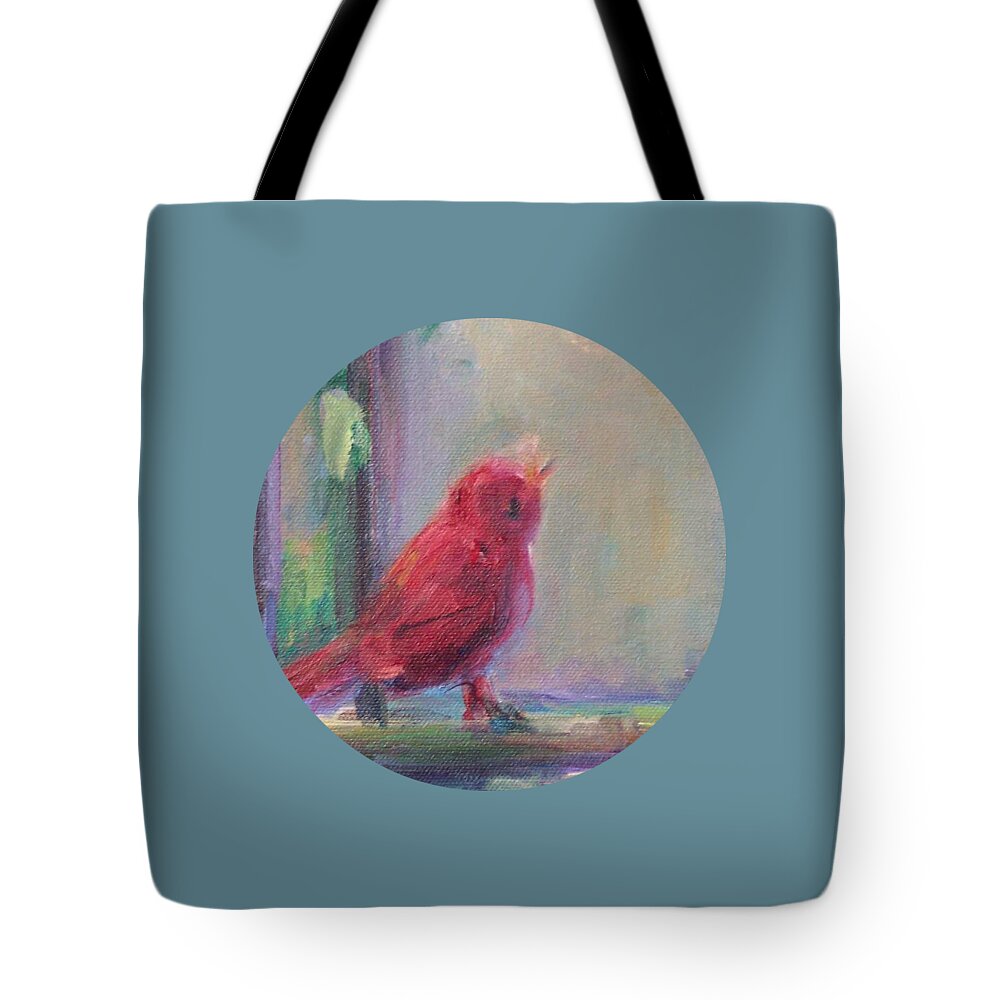 Bird Art Tote Bag featuring the painting Sing Little Bird by Mary Wolf