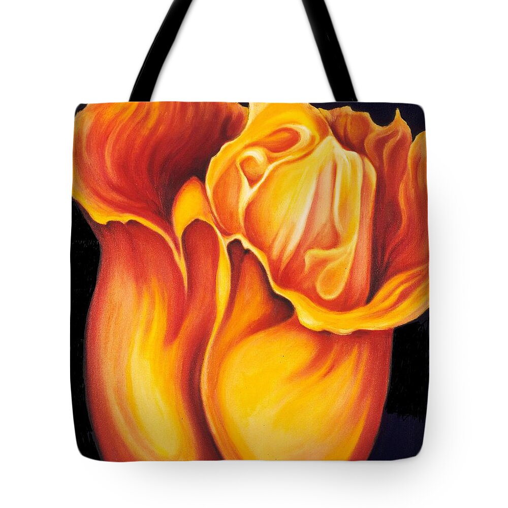 Surreal Tulip Tote Bag featuring the painting Singing Tulip by Jordana Sands