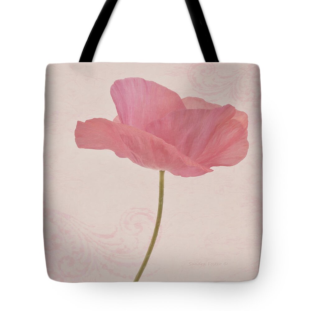 Poppy Tote Bag featuring the photograph Single Pink Upright Poppy by Sandra Foster