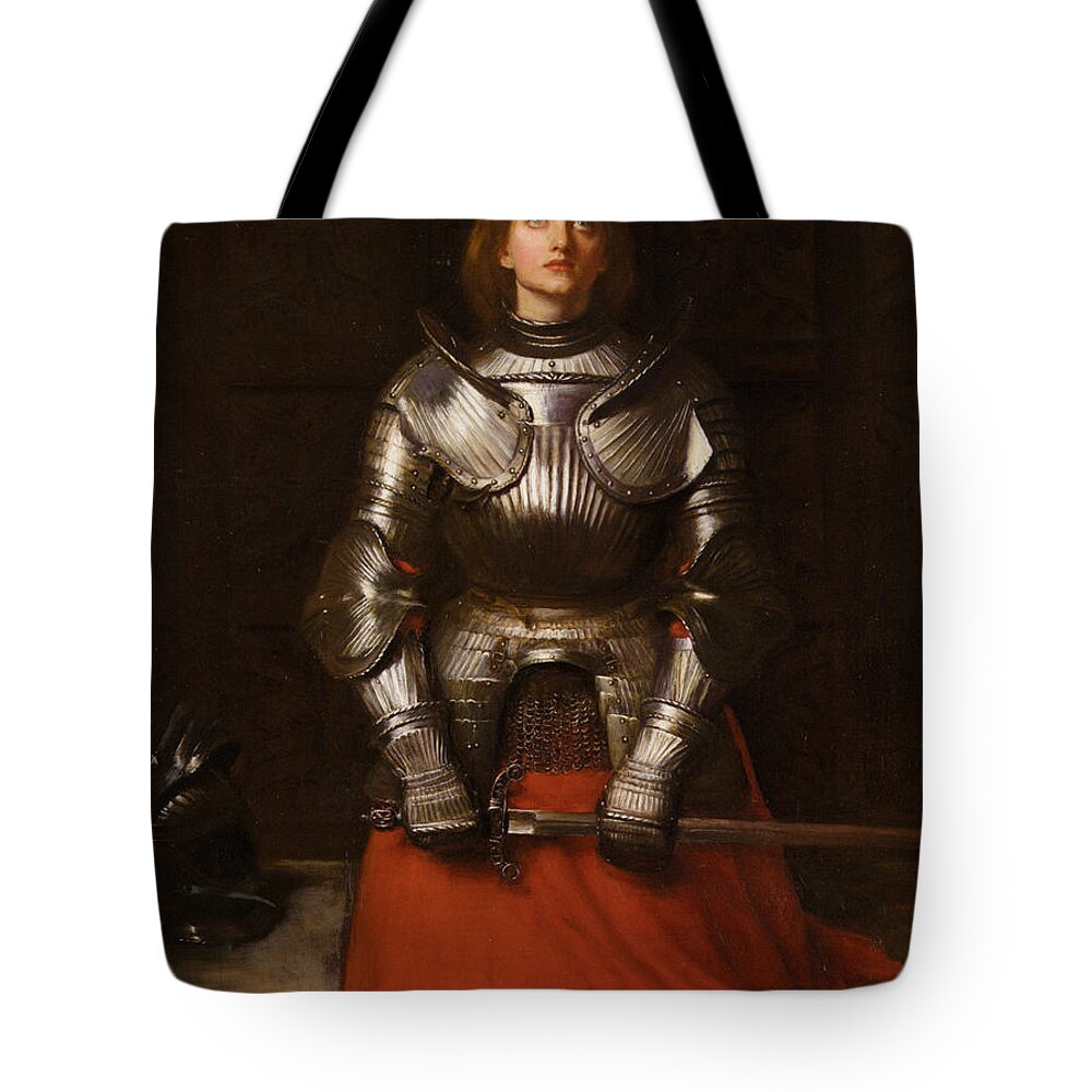 Sir John Everett Millais And Joan Of Arc Tote Bag featuring the painting Sir John Everett Millais and Joan by MotionAge Designs