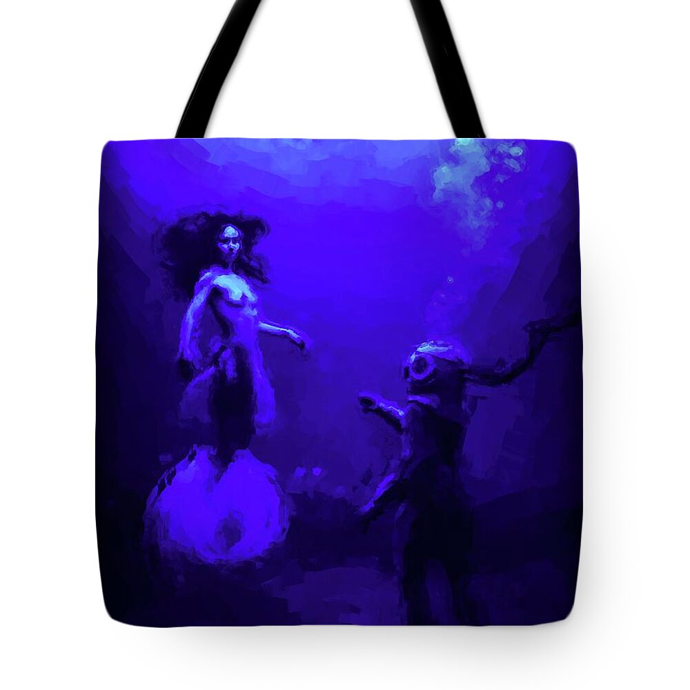 Sirens Tote Bag featuring the painting Sirens of Pandora by Armin Sabanovic