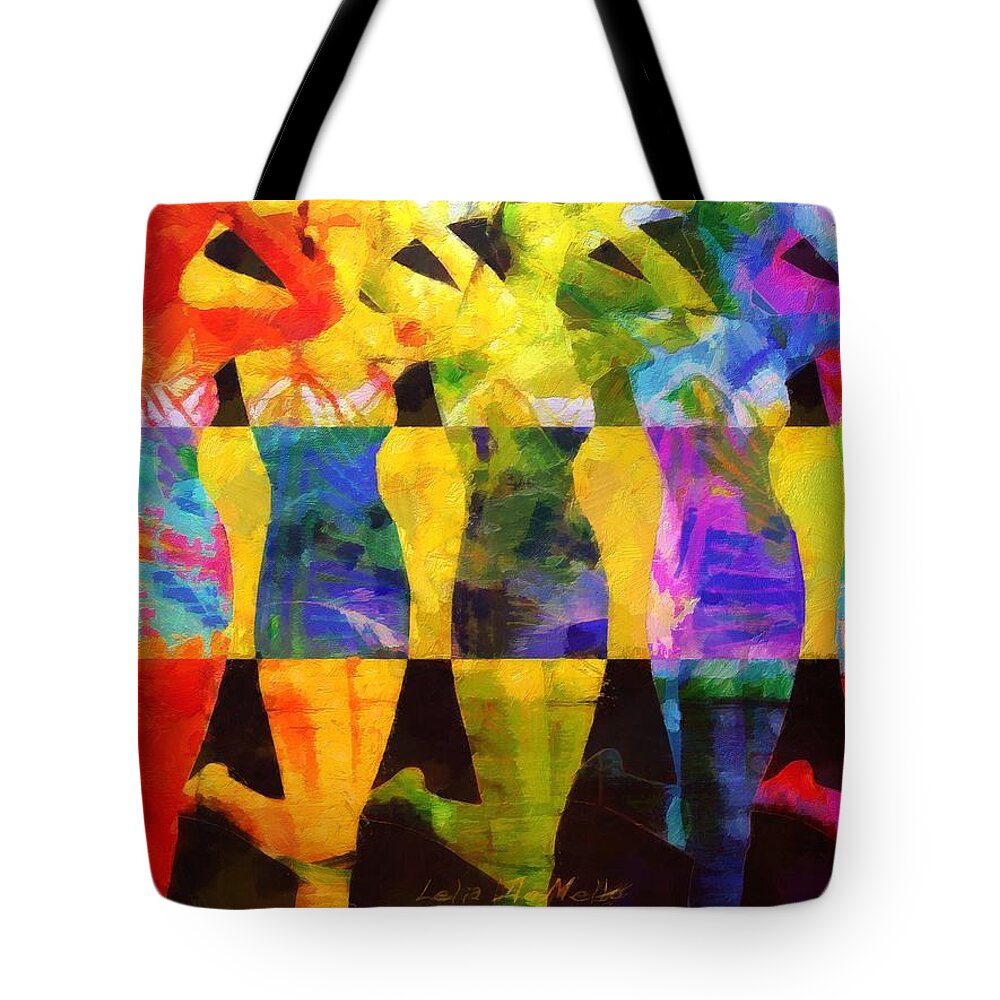 Women Tote Bag featuring the painting Sistas by Lelia DeMello