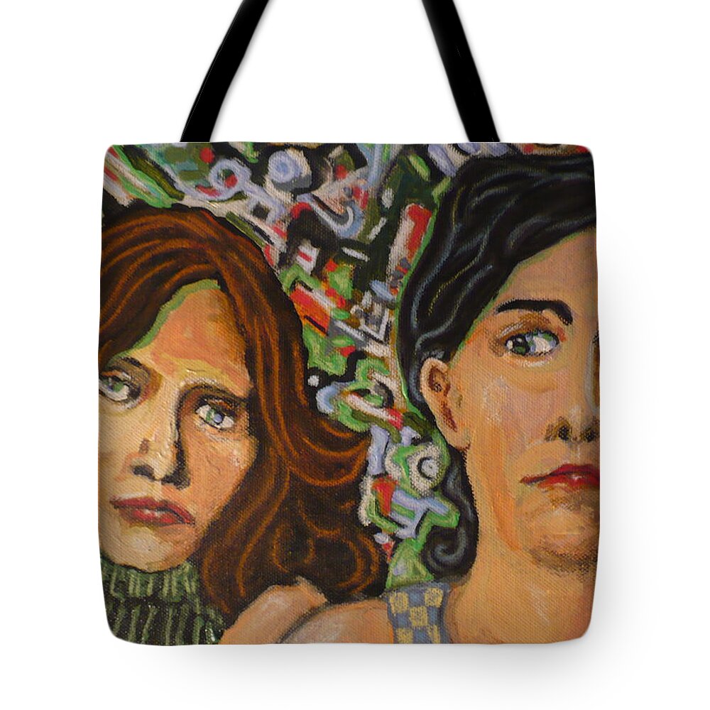 Mixed Tote Bag featuring the painting Sisters In Art by Todd Peterson