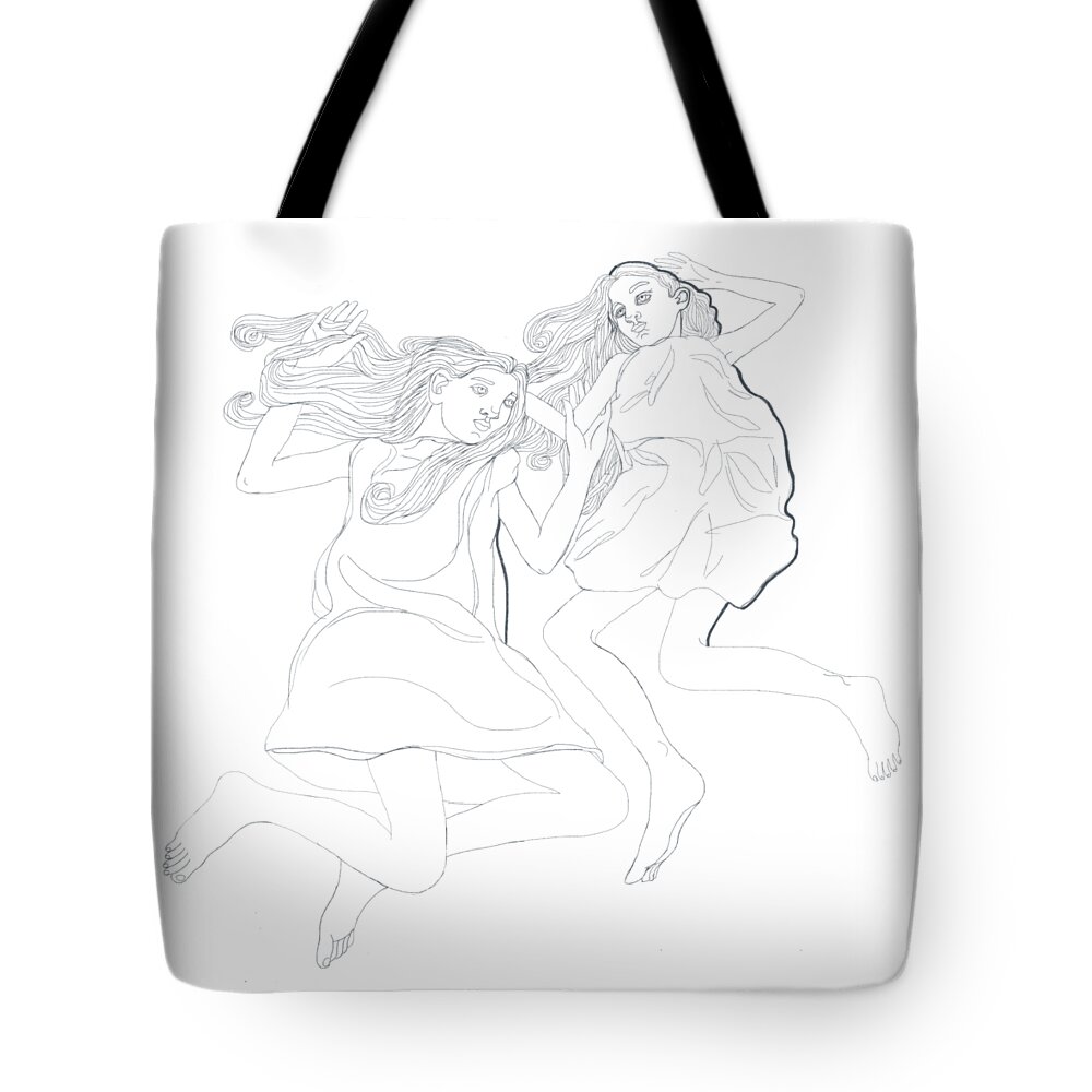 Digital Art Tote Bag featuring the digital art Sisters by Trendafila Trendafilova