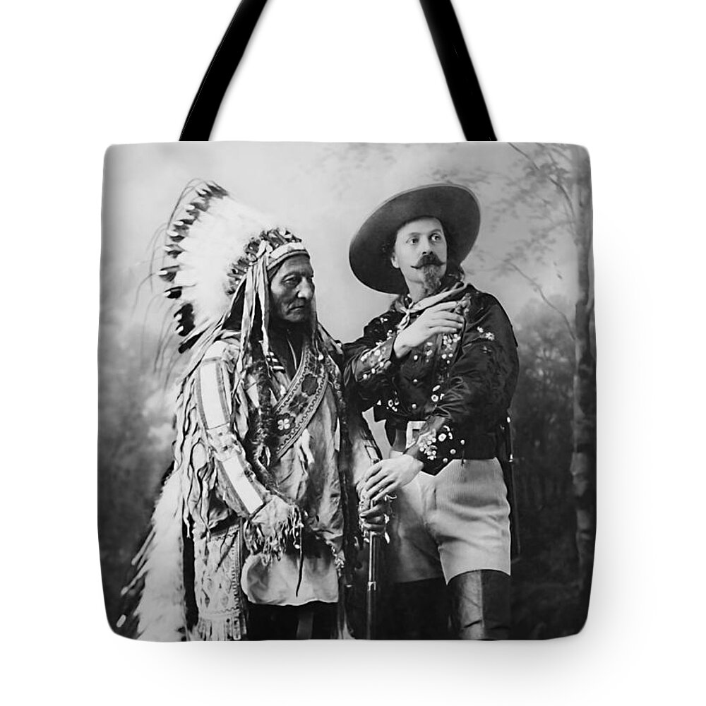 Sitting Bull Tote Bag featuring the photograph Sitting Bull and Buffalo Bill - 1897 by War Is Hell Store