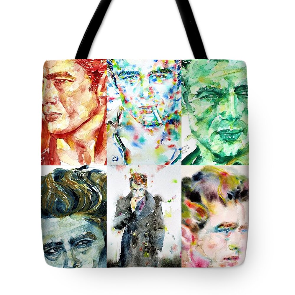 James Dean Tote Bag featuring the painting Six Times James Dean by Fabrizio Cassetta