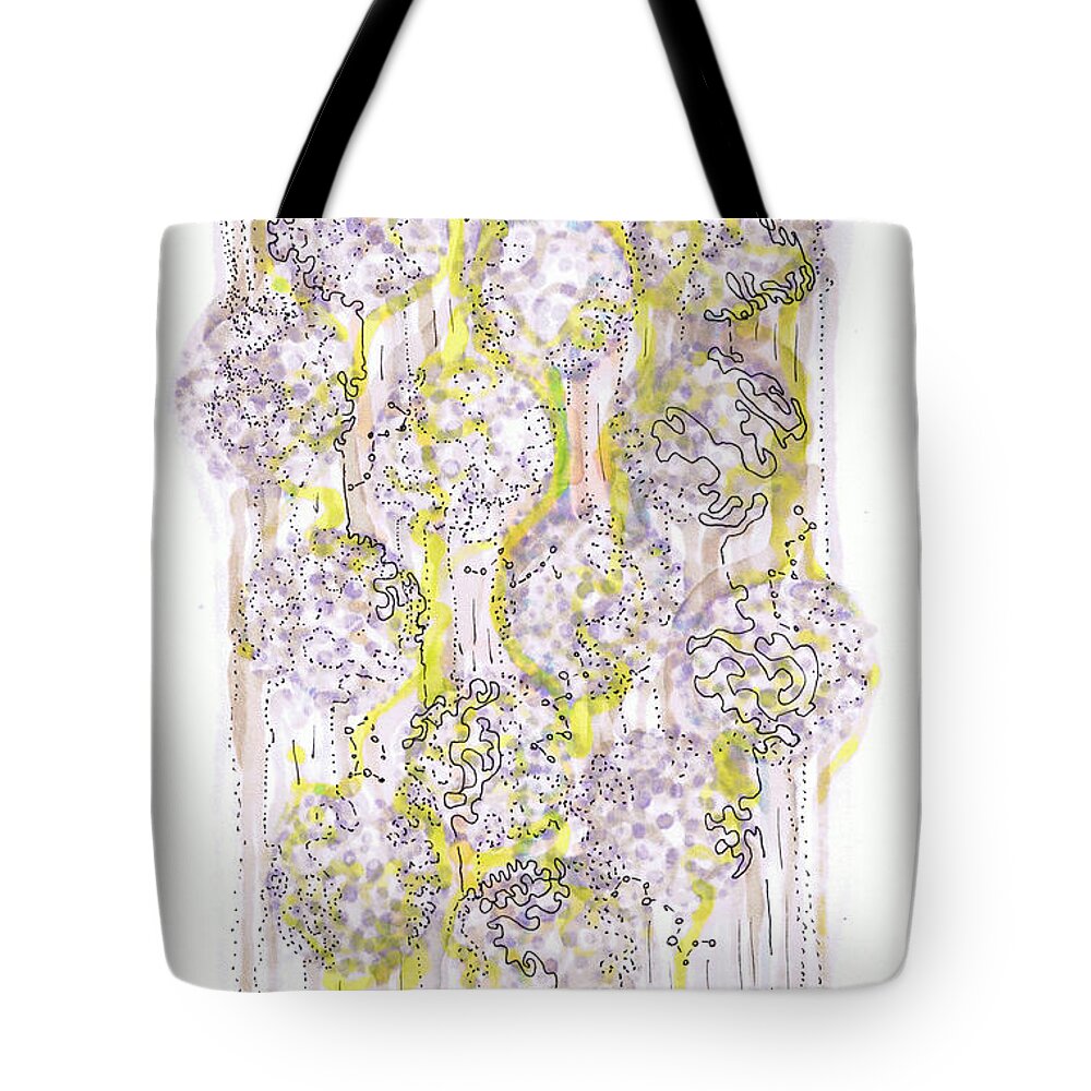 Chromatography Tote Bag featuring the drawing Size Exclusion Chromatography by Regina Valluzzi