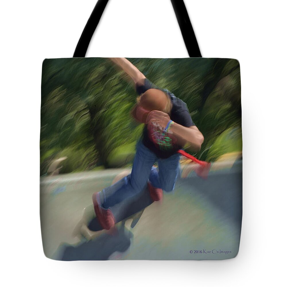 Skateboard Tote Bag featuring the photograph Skateboard Action by Kae Cheatham