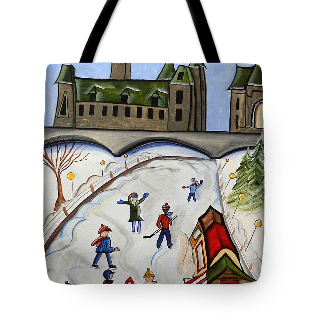 Ottawa Tote Bag featuring the painting Skating by Heather Lovat-Fraser