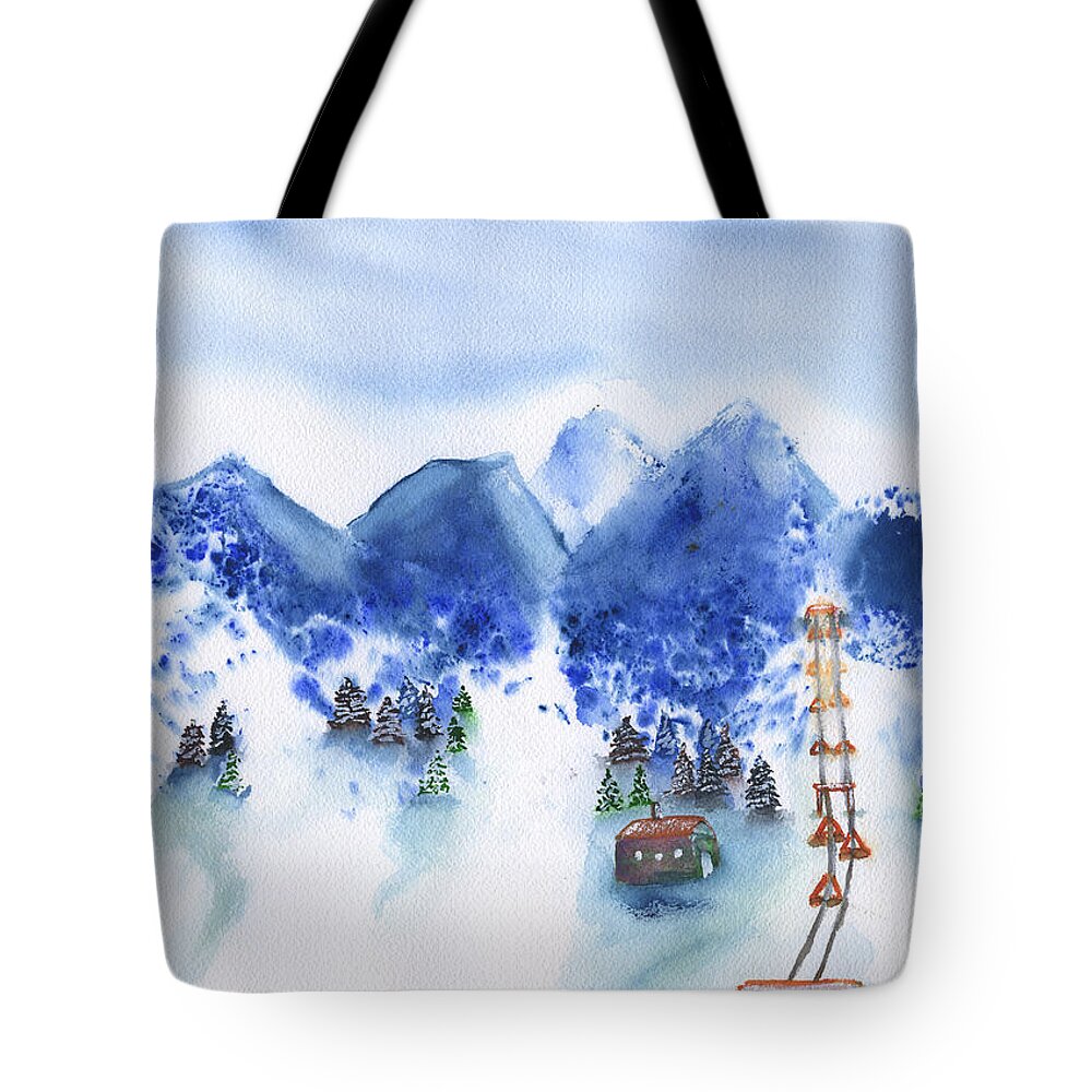 Ski Resort Tote Bag featuring the painting Ski Resort by Frank Bright