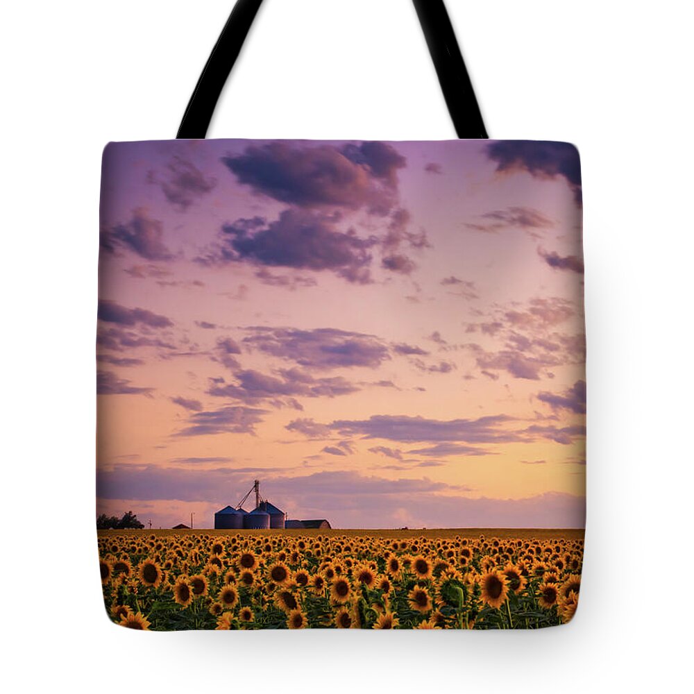 Colorado Tote Bag featuring the photograph Skies Above The Sunflower Farm by John De Bord