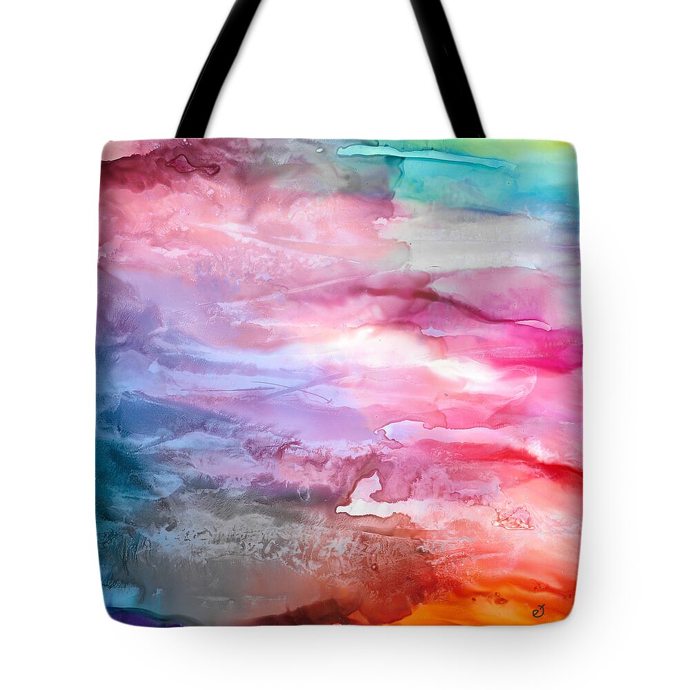 Abstract Tote Bag featuring the painting Skies Emotion by Eli Tynan