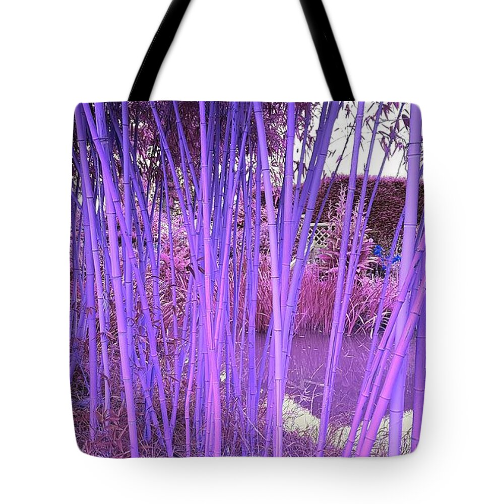 Fantasy Tote Bag featuring the photograph Skinny Bamboo in Violet by Rowena Tutty