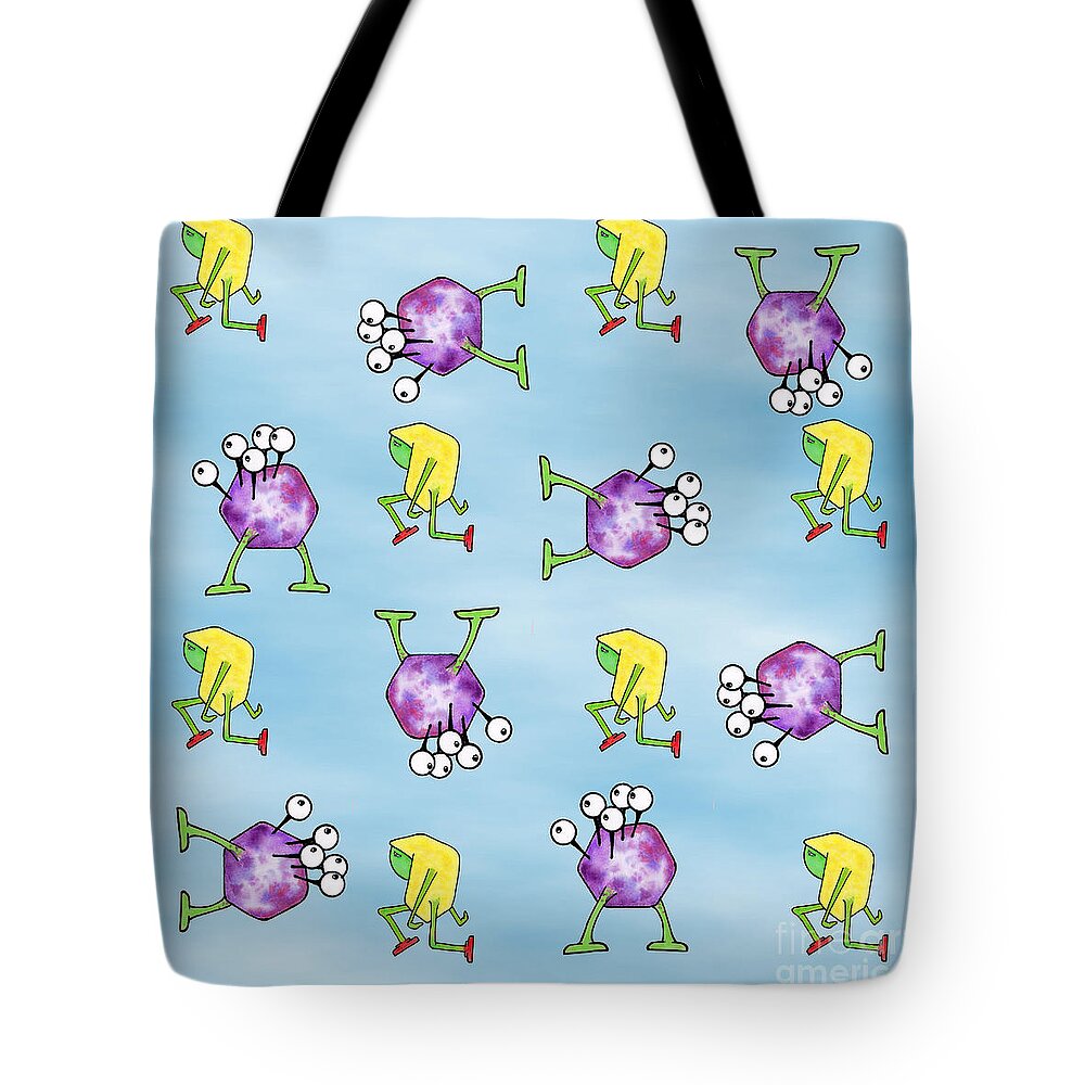 Monster Tote Bag featuring the digital art Skip and Speck Monster Print by Uncle J's Monsters