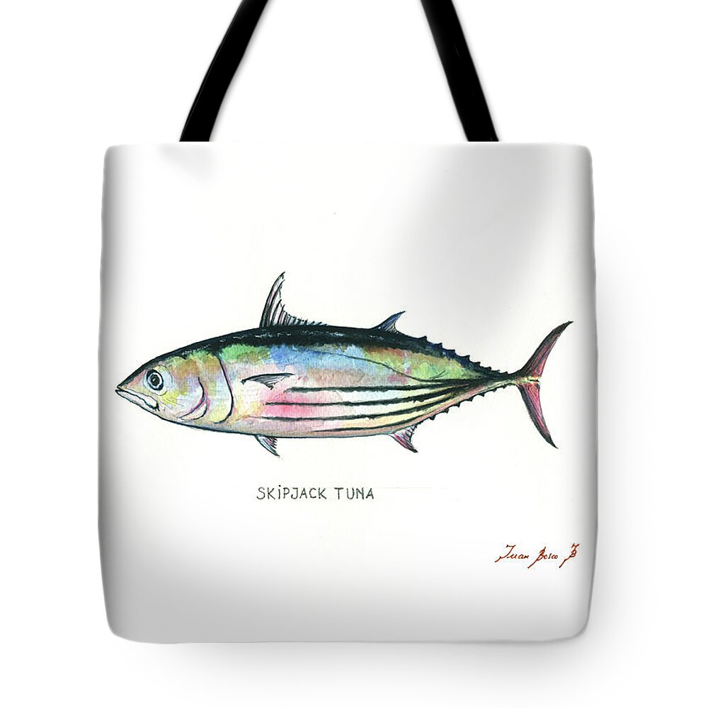 Tuna Fish Tote Bag featuring the painting Skipjack tuna by Juan Bosco