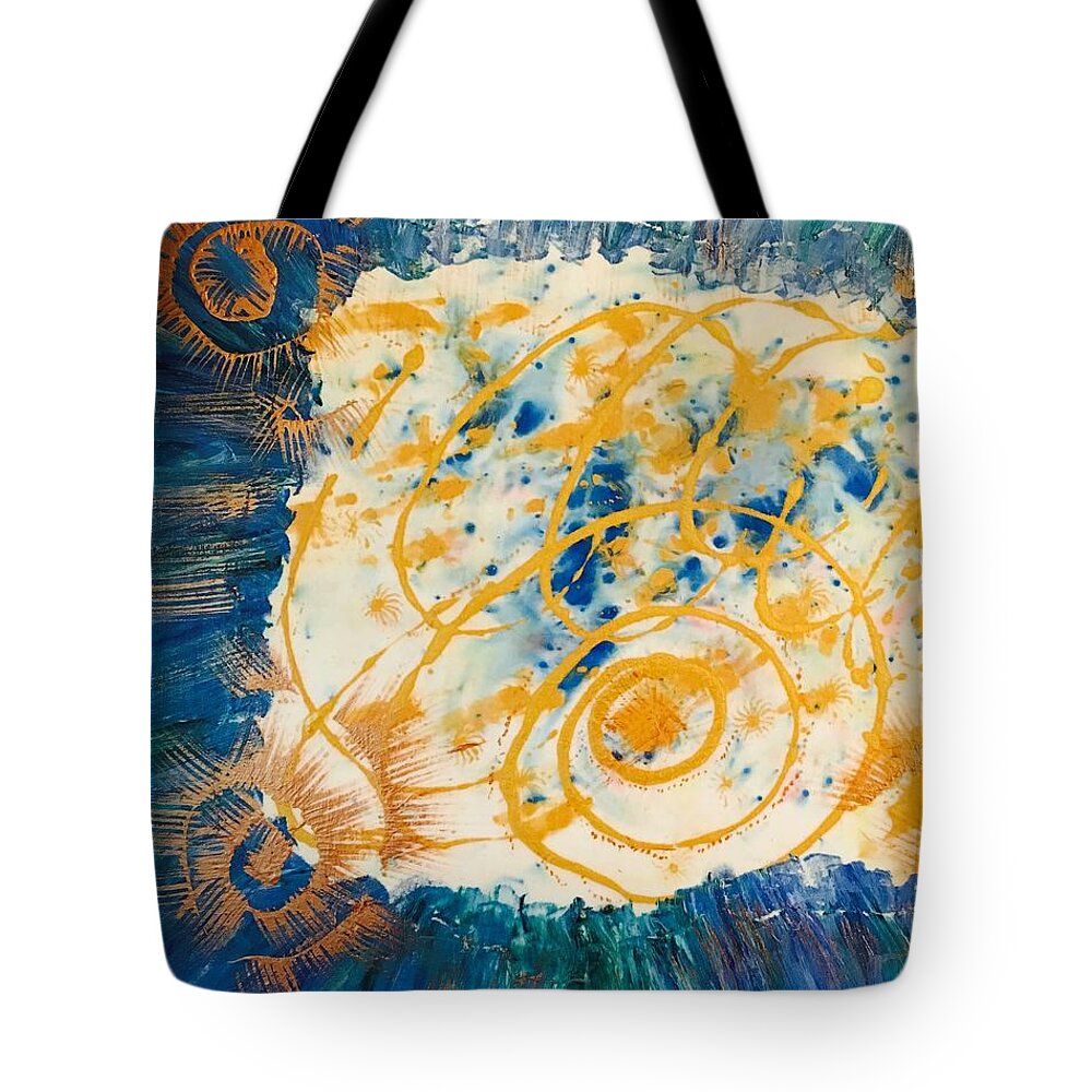 Mixed Media Tote Bag featuring the painting Skittles Delight by Dottie Visker