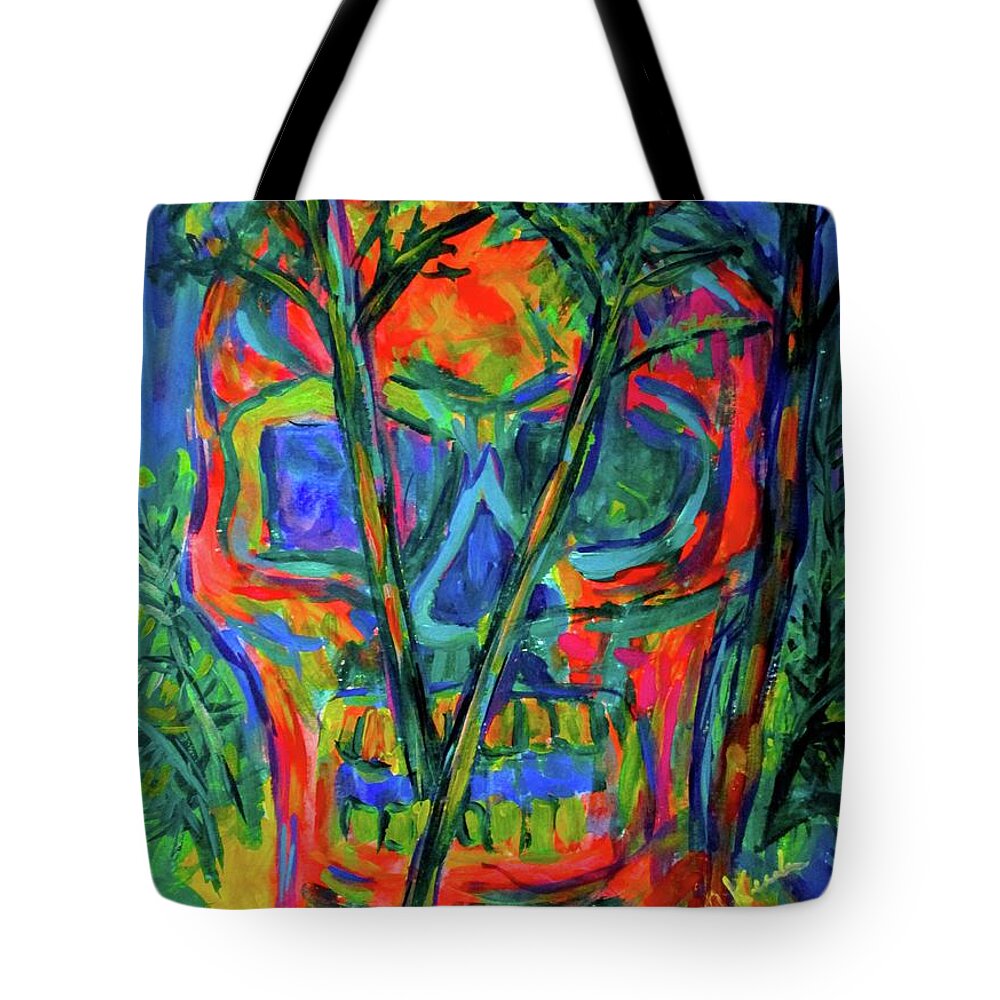 Skull Prints For Sale Tote Bag featuring the painting Skull Island by Kendall Kessler