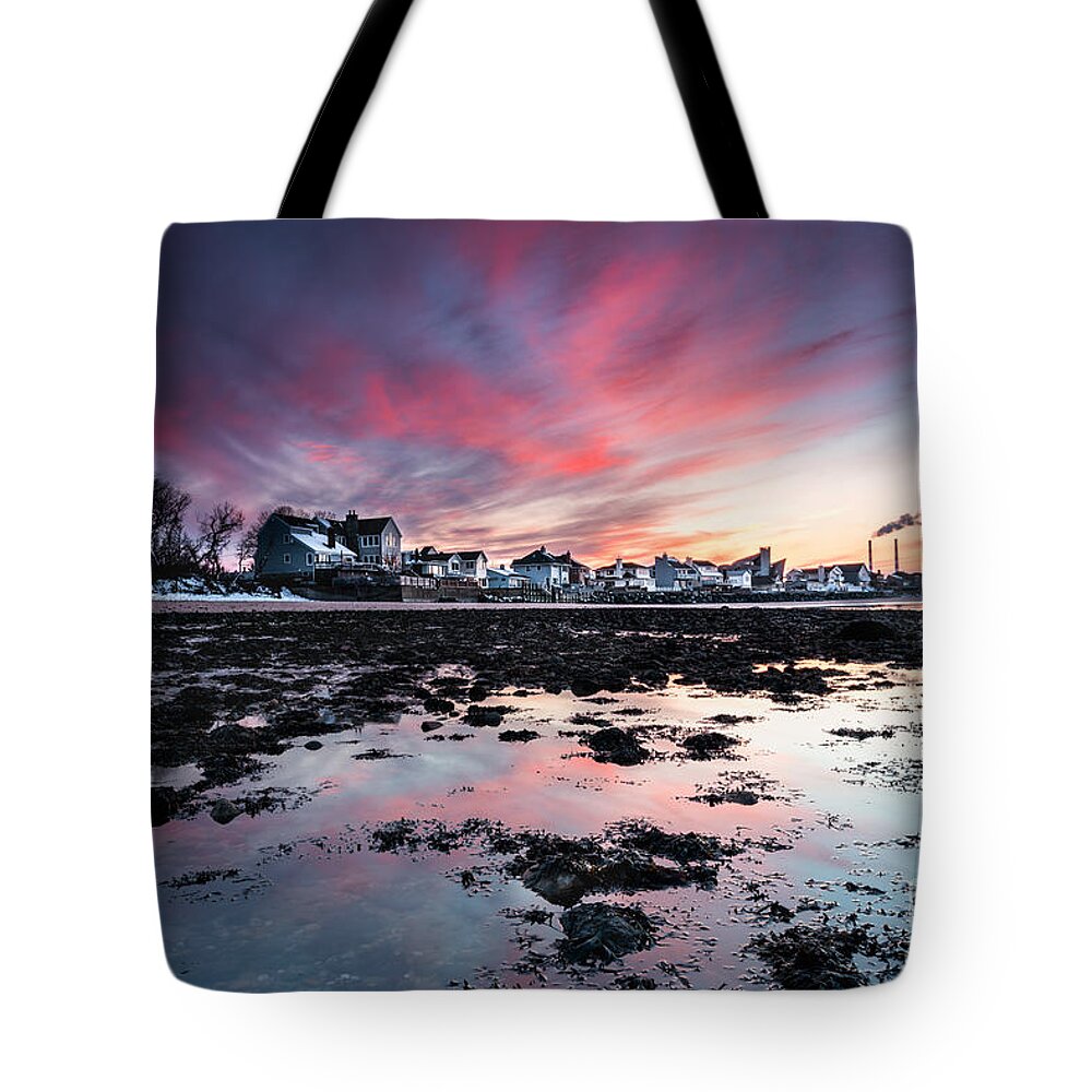 Northport Tote Bag featuring the photograph Sky Fire in Northport by Alissa Beth Photography