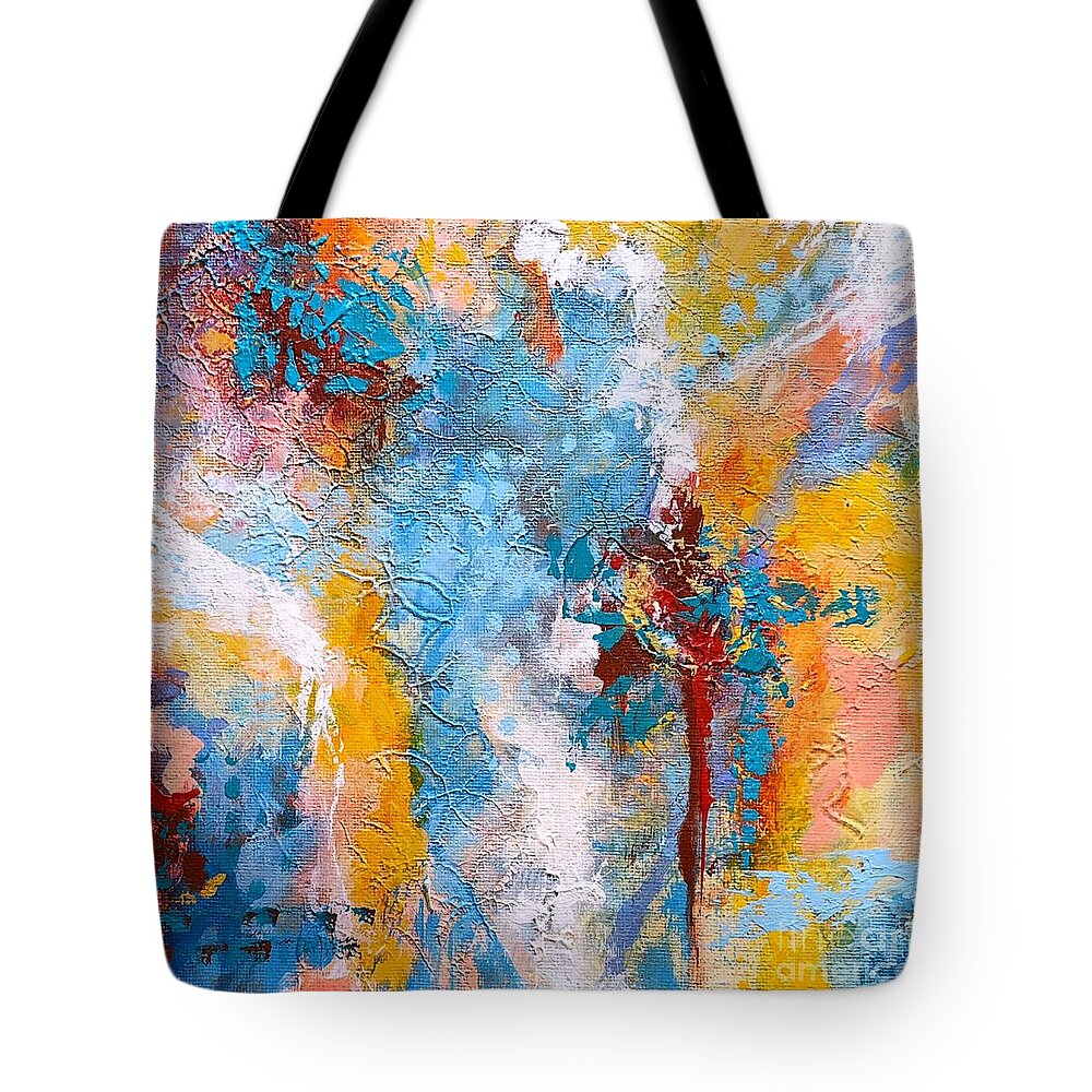 Abstract Tote Bag featuring the painting Sky Marvels by Mary Mirabal