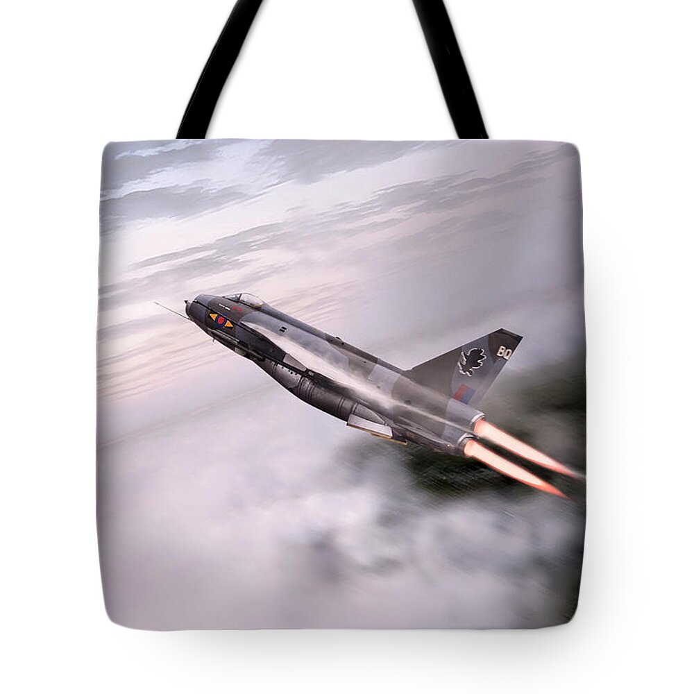 Lightning Art Tote Bag featuring the digital art Skyrocket by Airpower Art