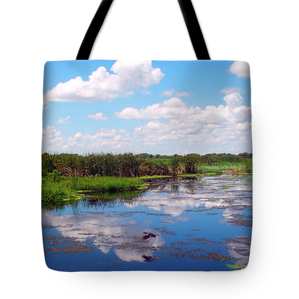 Beautiful Tote Bag featuring the photograph Skyscape Reflections Blue Cypress Marsh near Vero Beach Florida C5 by Ricardos Creations