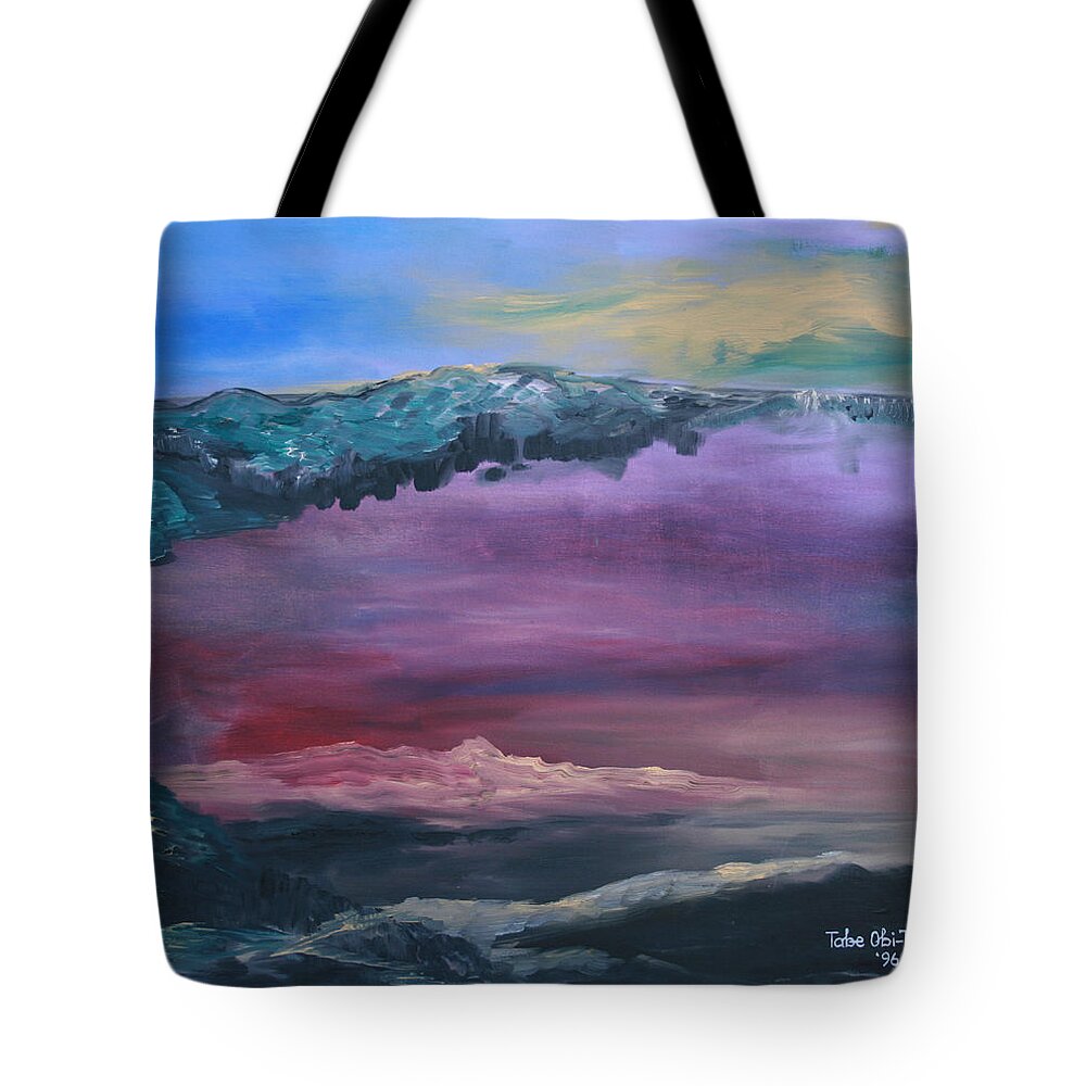 Skyview 1 Tote Bag featuring the painting Skyview 1 by Obi-Tabot Tabe