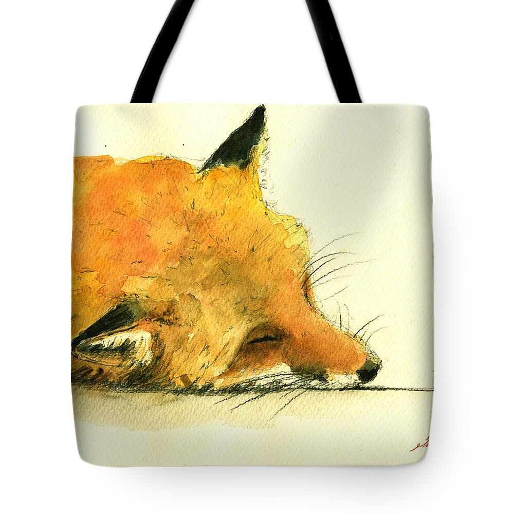 Fox Art Wall Tote Bag featuring the painting Sleeping fox by Juan Bosco