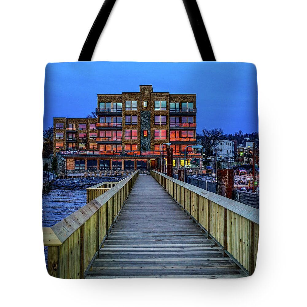 Sleepy Hollow Tote Bag featuring the photograph Sleepy Hollow Pier by Jeffrey Friedkin