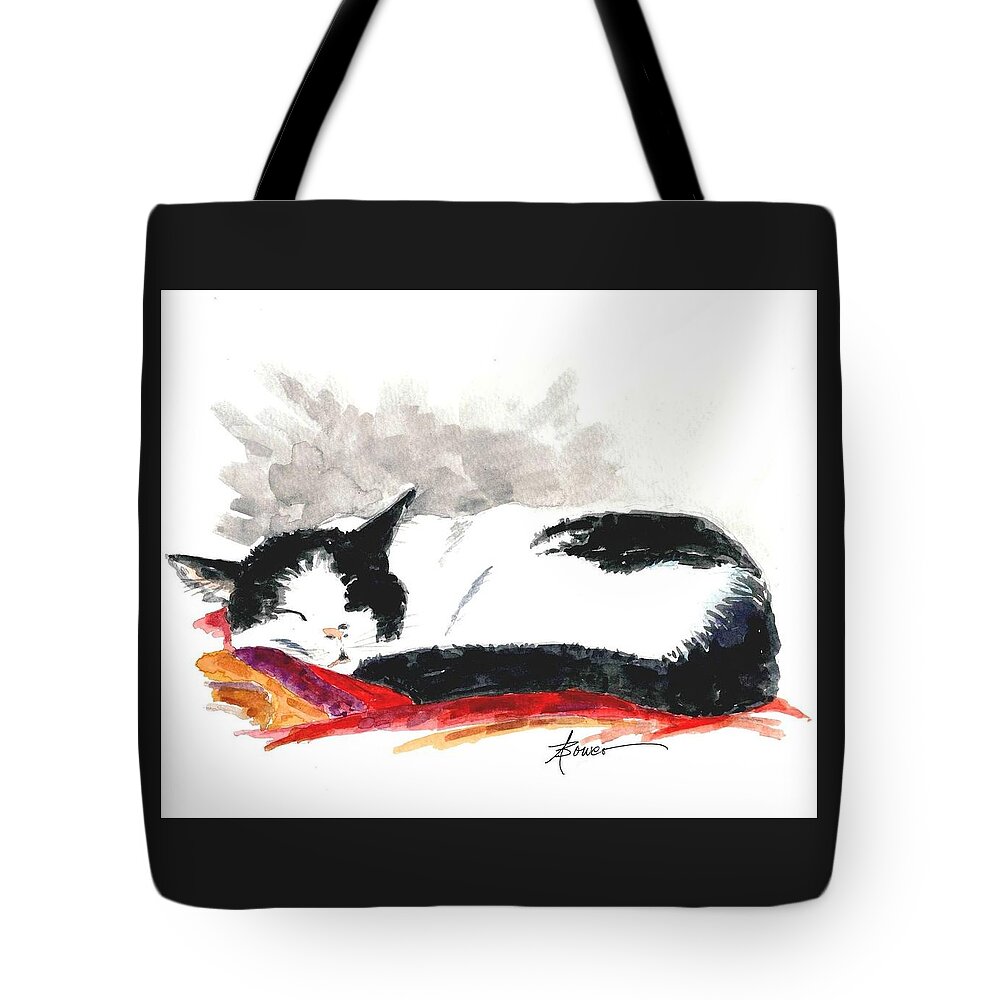 Cats Tote Bag featuring the painting Sleepy Time Boy by Adele Bower