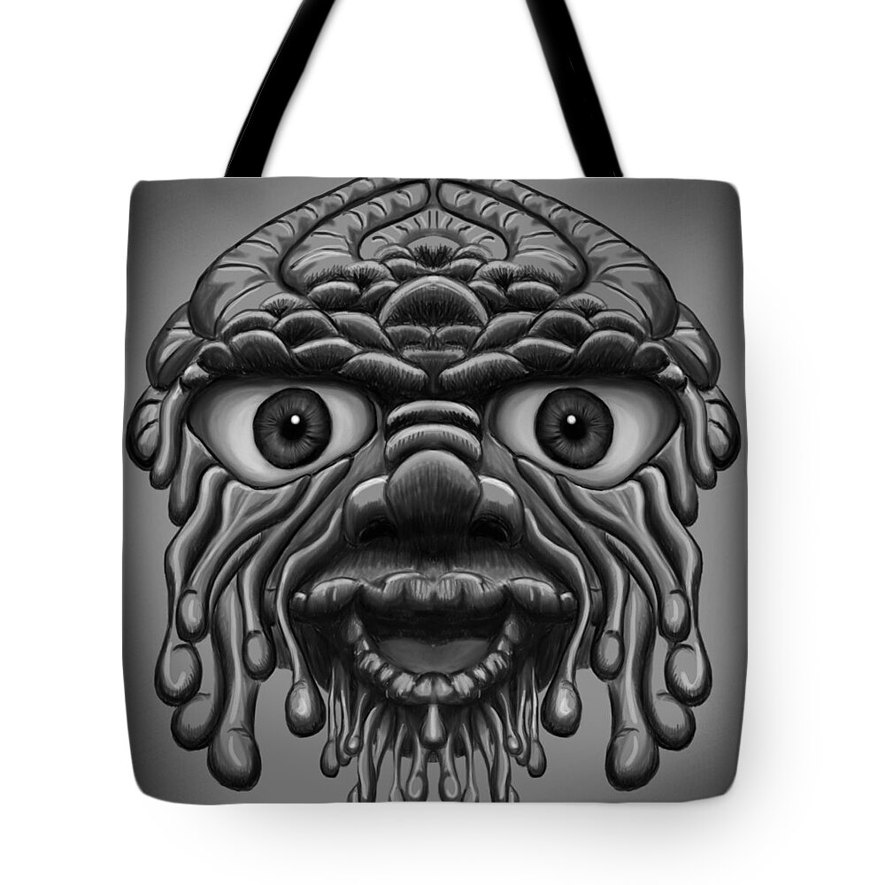 Psychedelic Tote Bag featuring the painting Slimey by ThomasE Jensen