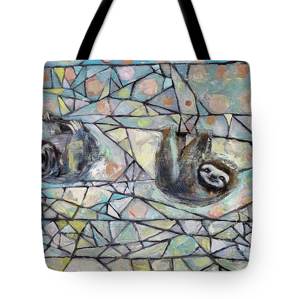 Sloth Tote Bag featuring the painting Hanging In There by Manami Lingerfelt