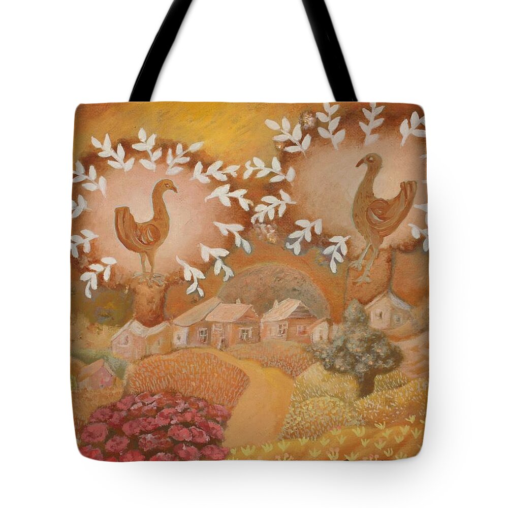 Slow Life Tote Bag featuring the painting Slow life by Elzbieta Goszczycka