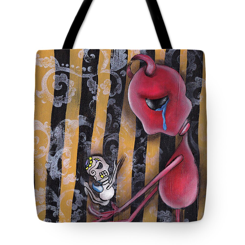 Day Of The Dead Tote Bag featuring the painting Small Prayer by Abril Andrade