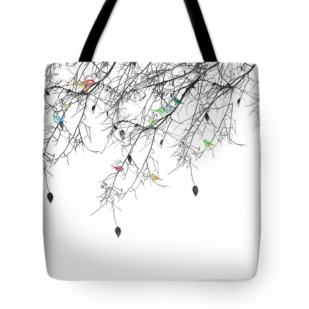 Birds Tote Bag featuring the painting Small Talk by Trilby Cole