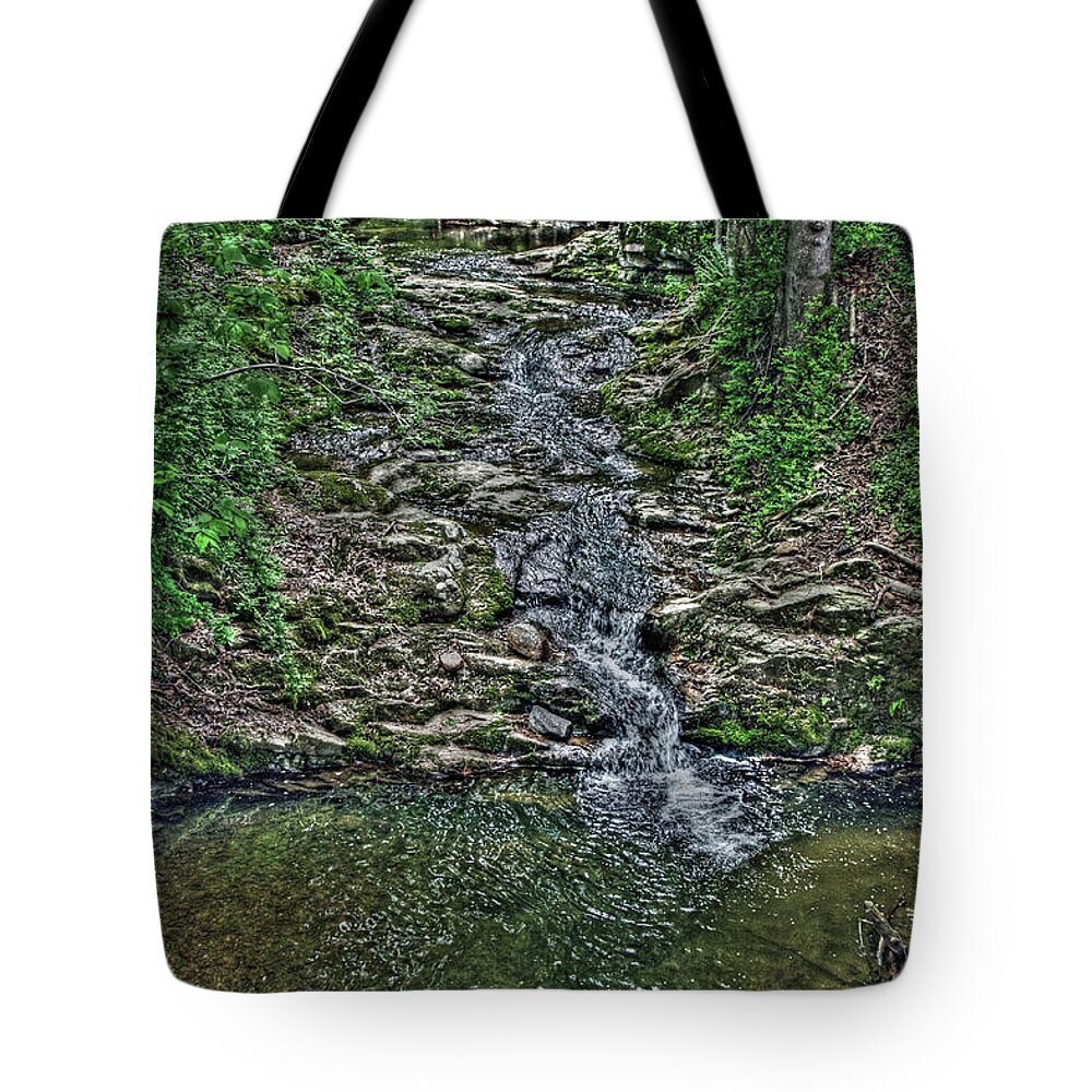 Water Tote Bag featuring the digital art Small waterfall by Andy Lawless