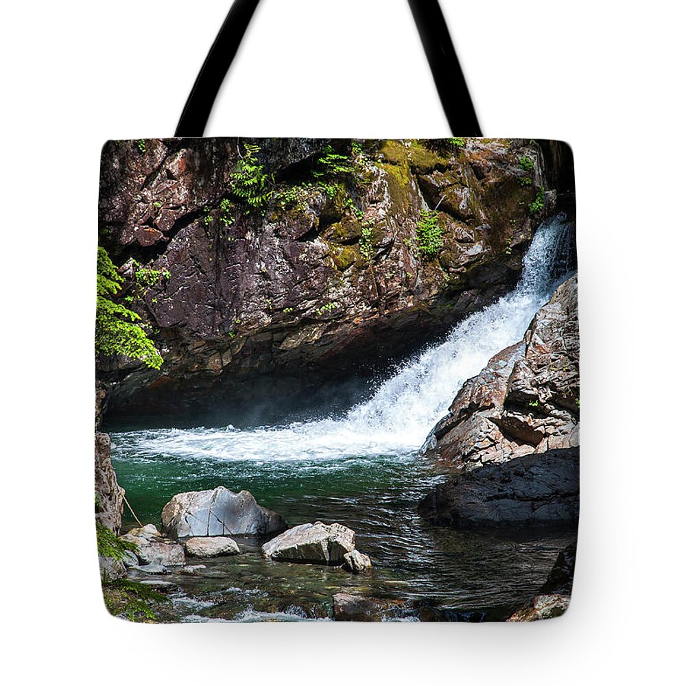Cascade-mountains Tote Bag featuring the photograph Small Waterfall In Mountain Stream by Kirt Tisdale