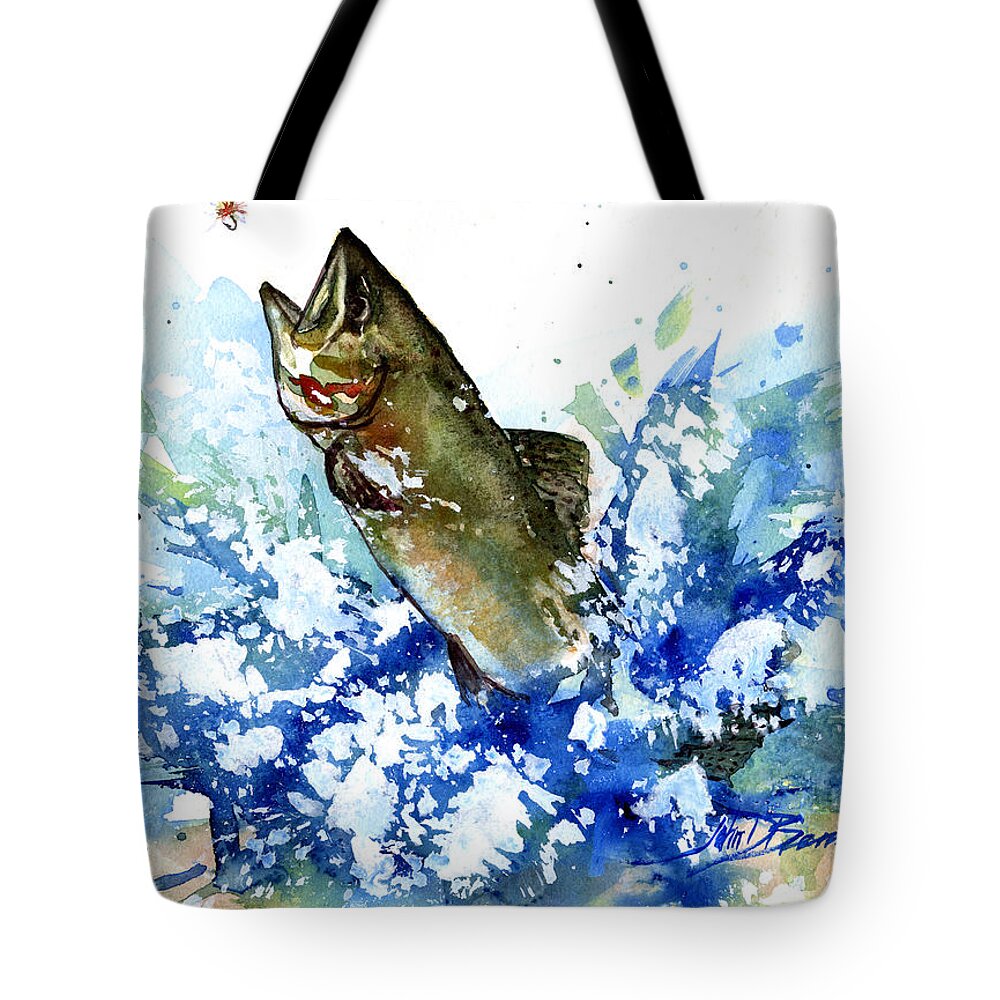 Bass Tote Bag featuring the painting Smallmouth Bass by John D Benson