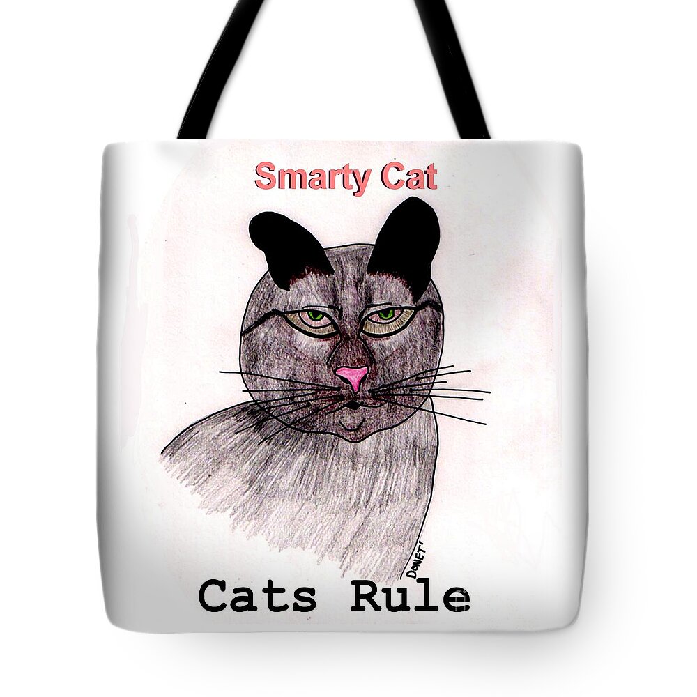 Cat Tote Bag featuring the painting Smarty Cat by James and Donna Daugherty