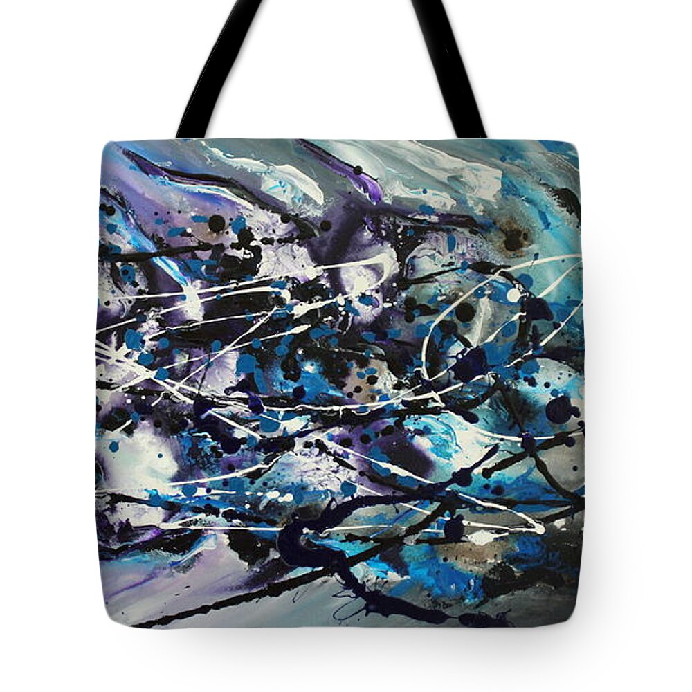 Feather Painting Tote Bag featuring the painting Smashing by Preethi Mathialagan
