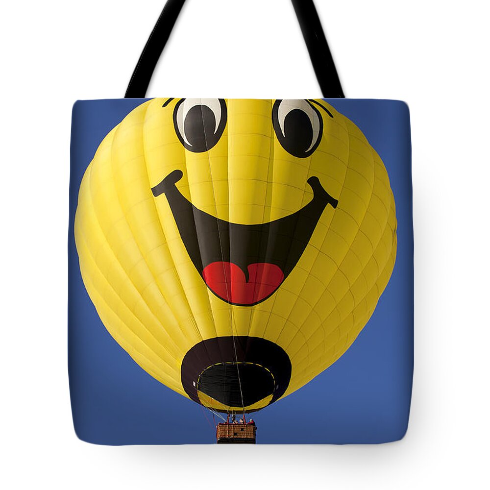 Hot Air Balloon Tote Bag featuring the photograph Smiley face Hot Air Balloon by Anthony Totah
