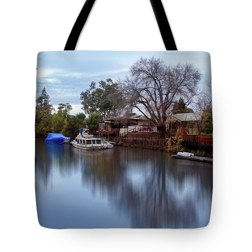 Canal Tote Bag featuring the digital art Smith Canal by Terry Davis