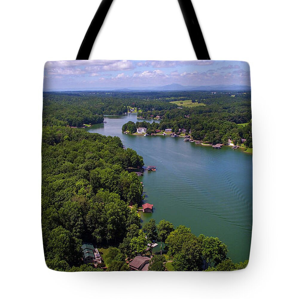 Landscape Tote Bag featuring the photograph Smith Mountain Lake Boating Fun by Star City SkyCams
