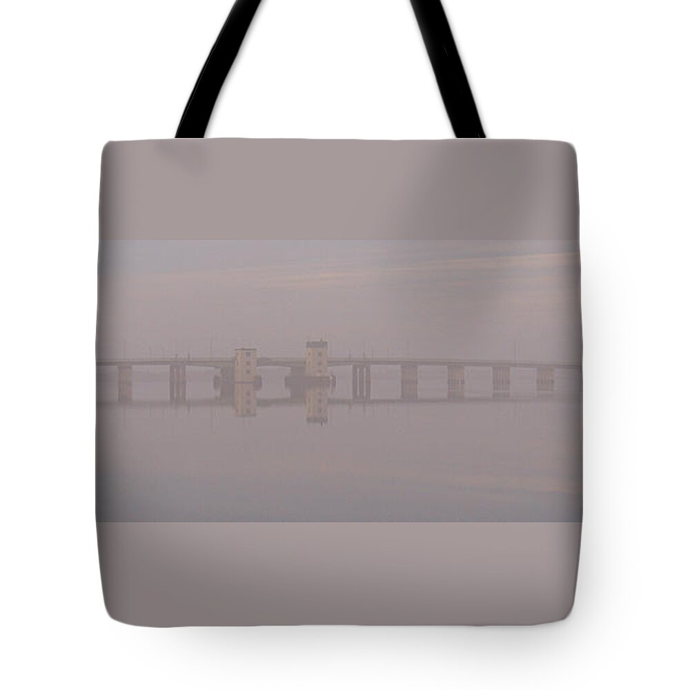 Reflection Tote Bag featuring the photograph Smith Point Bridge by Newwwman