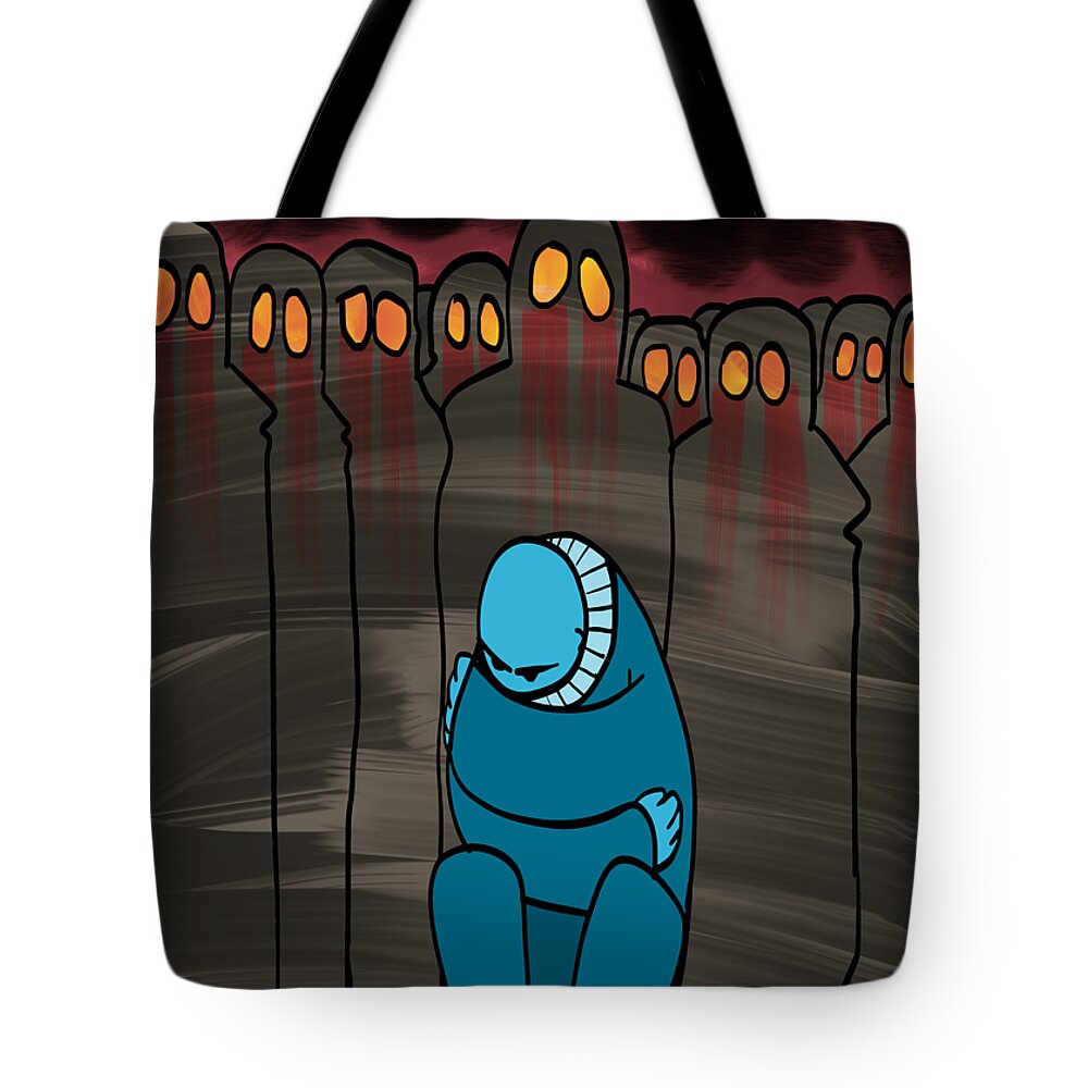 Smog Tote Bag featuring the digital art Smog Attack by Piotr Dulski