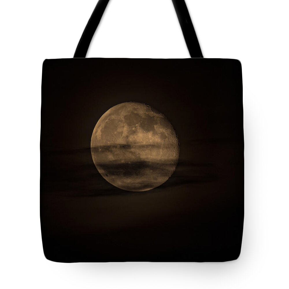 Moon Tote Bag featuring the photograph Smokey Moon by Jerry Connally