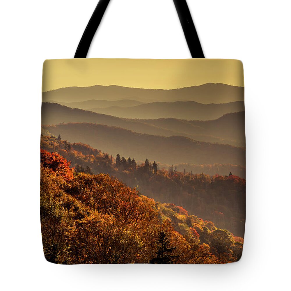Clingmans Dome Tote Bag featuring the photograph Smoky Mountains in the Morning by Teri Virbickis
