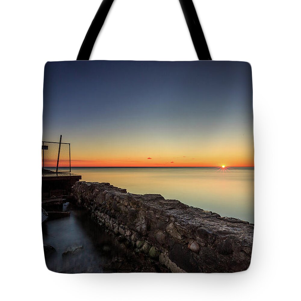 Atwater Beach Tote Bag featuring the photograph Smooth Sunrise Sparkle by Andrew Slater