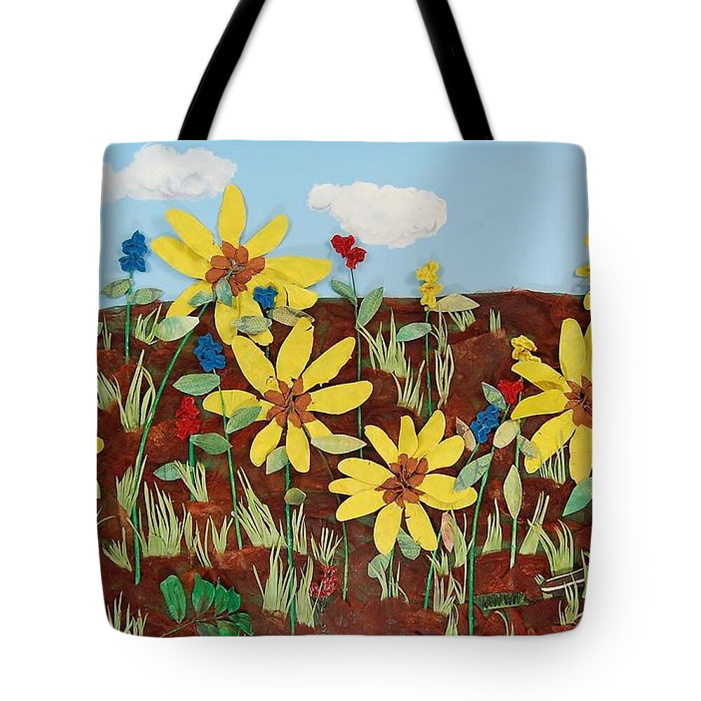 Flowers Tote Bag featuring the mixed media Snake in the Grass by Charla Van Vlack