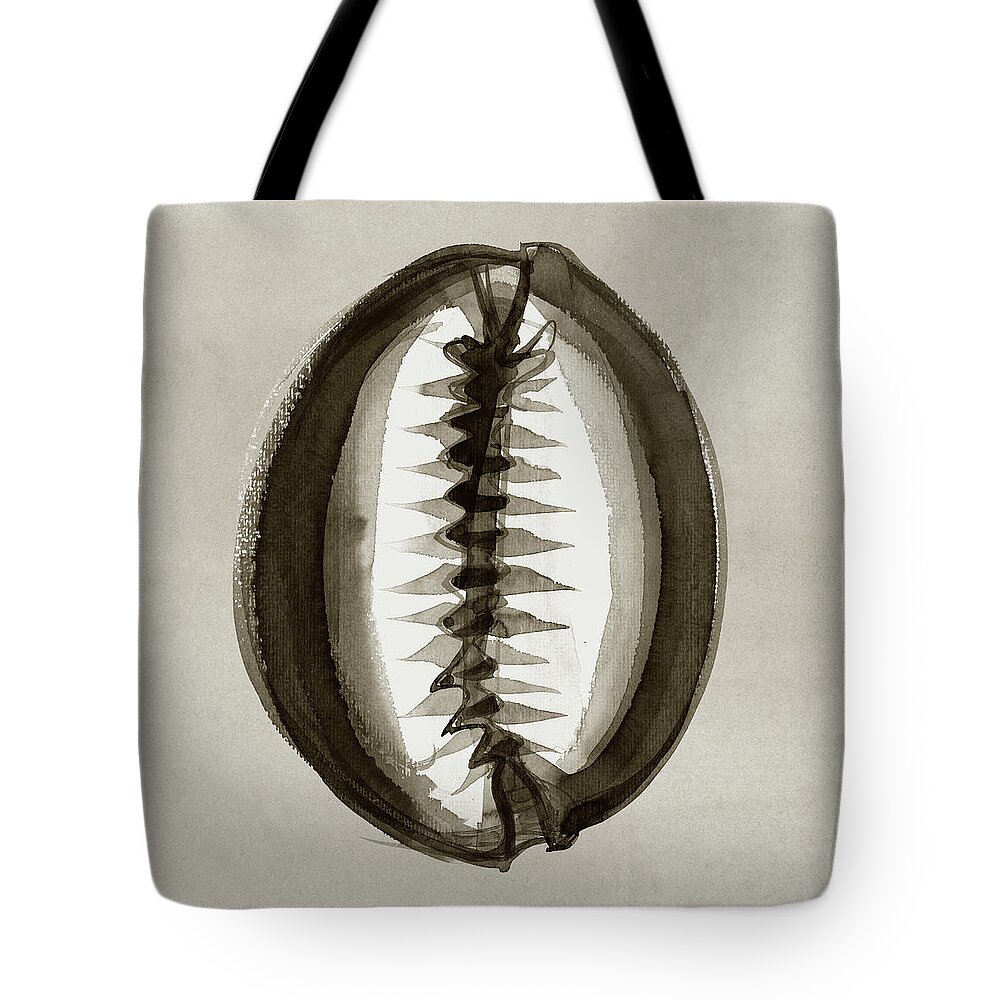 Seashell Tote Bag featuring the painting Snakes Head Cowrie by Judith Kunzle